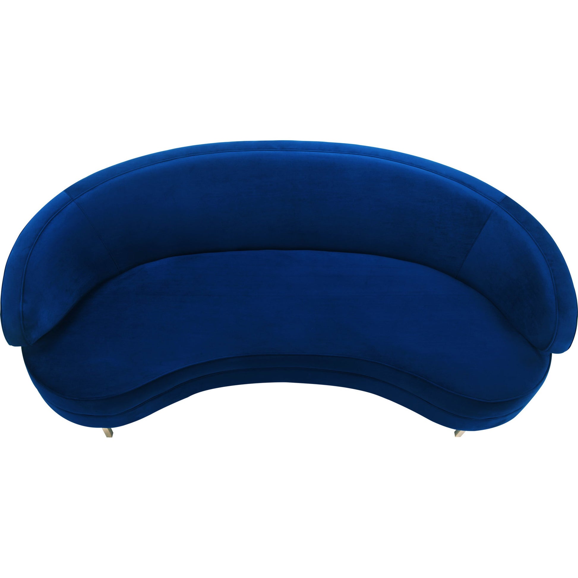 Baila Sofa by TOV Furniture in navy. Made from velvet, wood, stainless steel in a modern style.