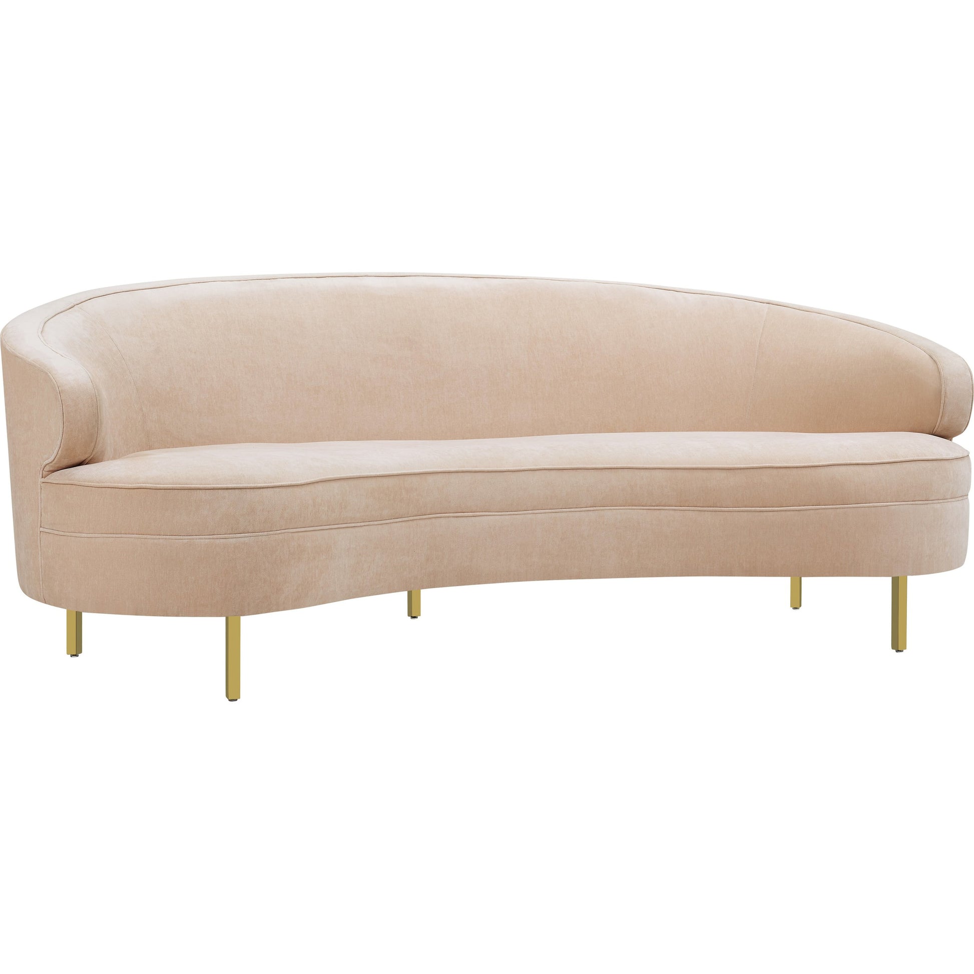 Baila Sofa by TOV Furniture in navy. Made from velvet, wood, stainless steel in a modern style.