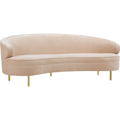 Baila Sofa by TOV Furniture in navy. Made from velvet, wood, stainless steel in a modern style.