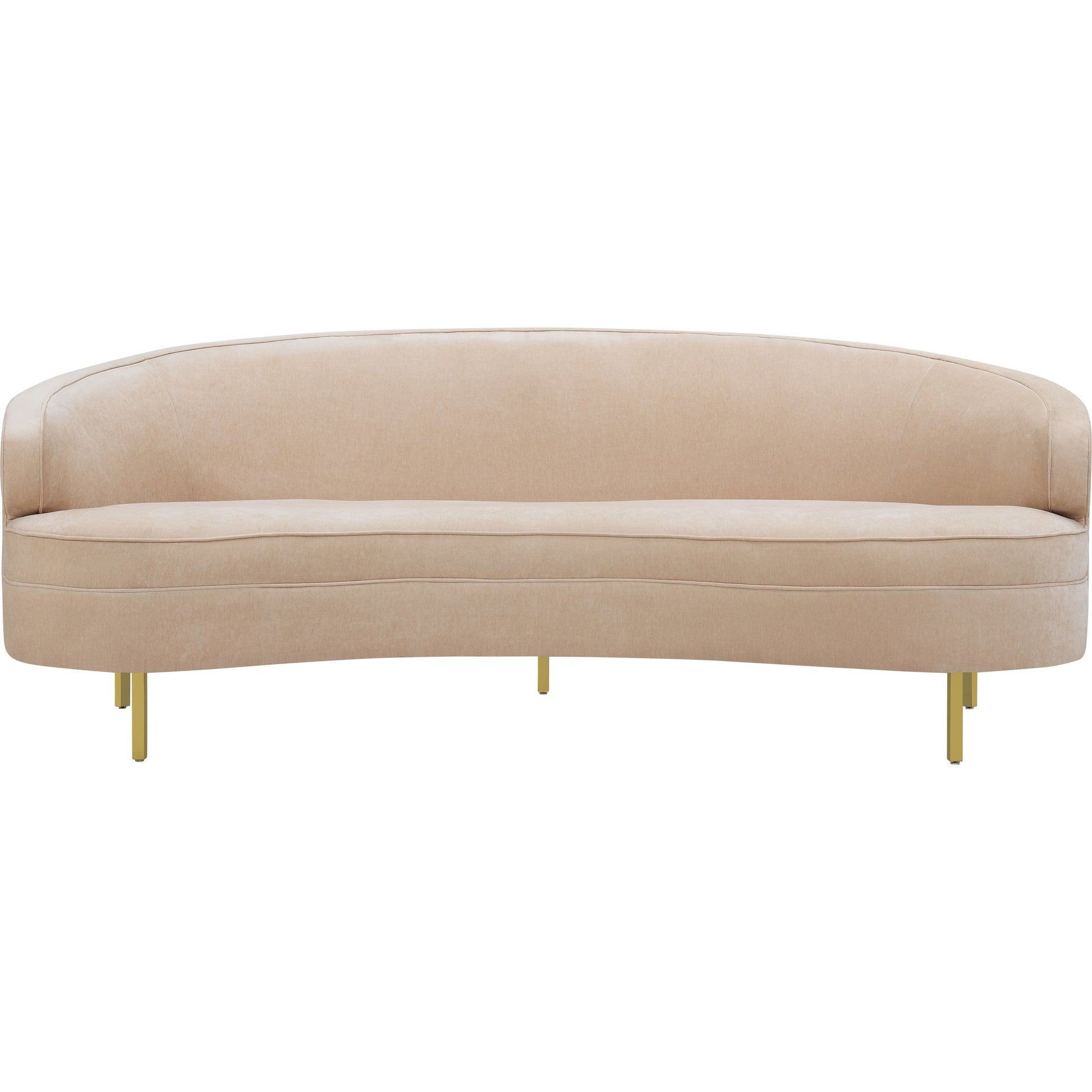 Baila Sofa by TOV Furniture in navy. Made from velvet, wood, stainless steel in a modern style.