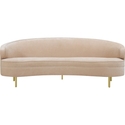 Baila Sofa by TOV Furniture in navy. Made from velvet, wood, stainless steel in a modern style.
