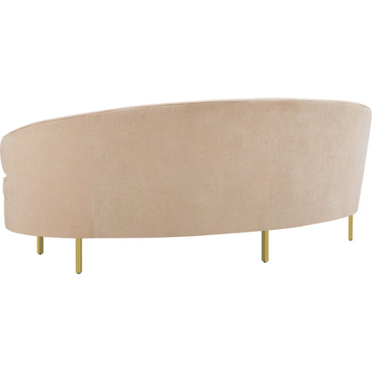 Baila Sofa by TOV Furniture in navy. Made from velvet, wood, stainless steel in a modern style.