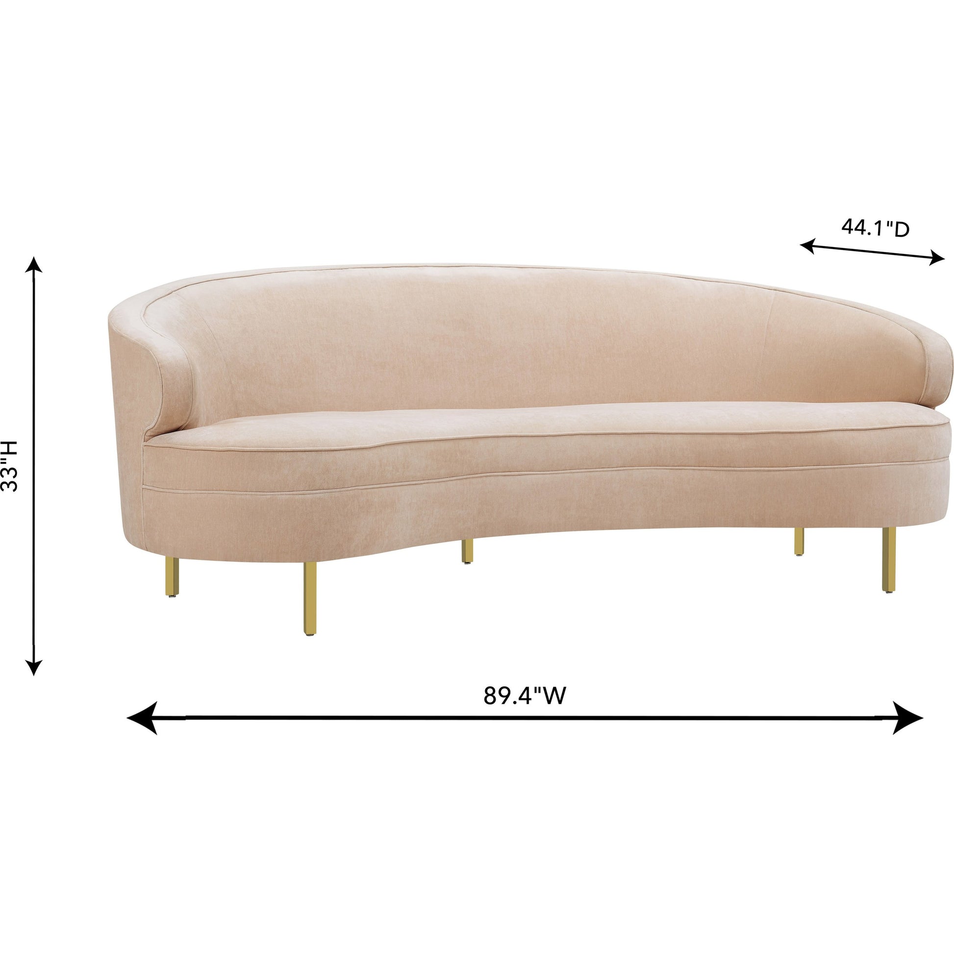 Baila Sofa by TOV Furniture in navy. Made from velvet, wood, stainless steel in a modern style.