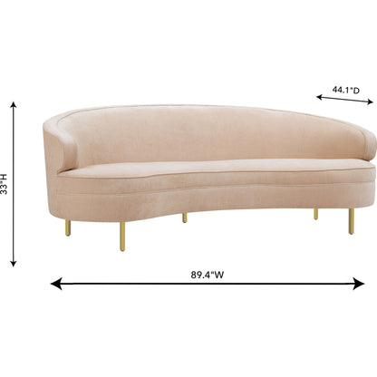 Baila Sofa by TOV Furniture in navy. Made from velvet, wood, stainless steel in a modern style.