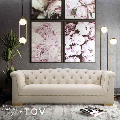 Farah Classic Sofa by TOV Furniture. Made from velvet in a traditional style.