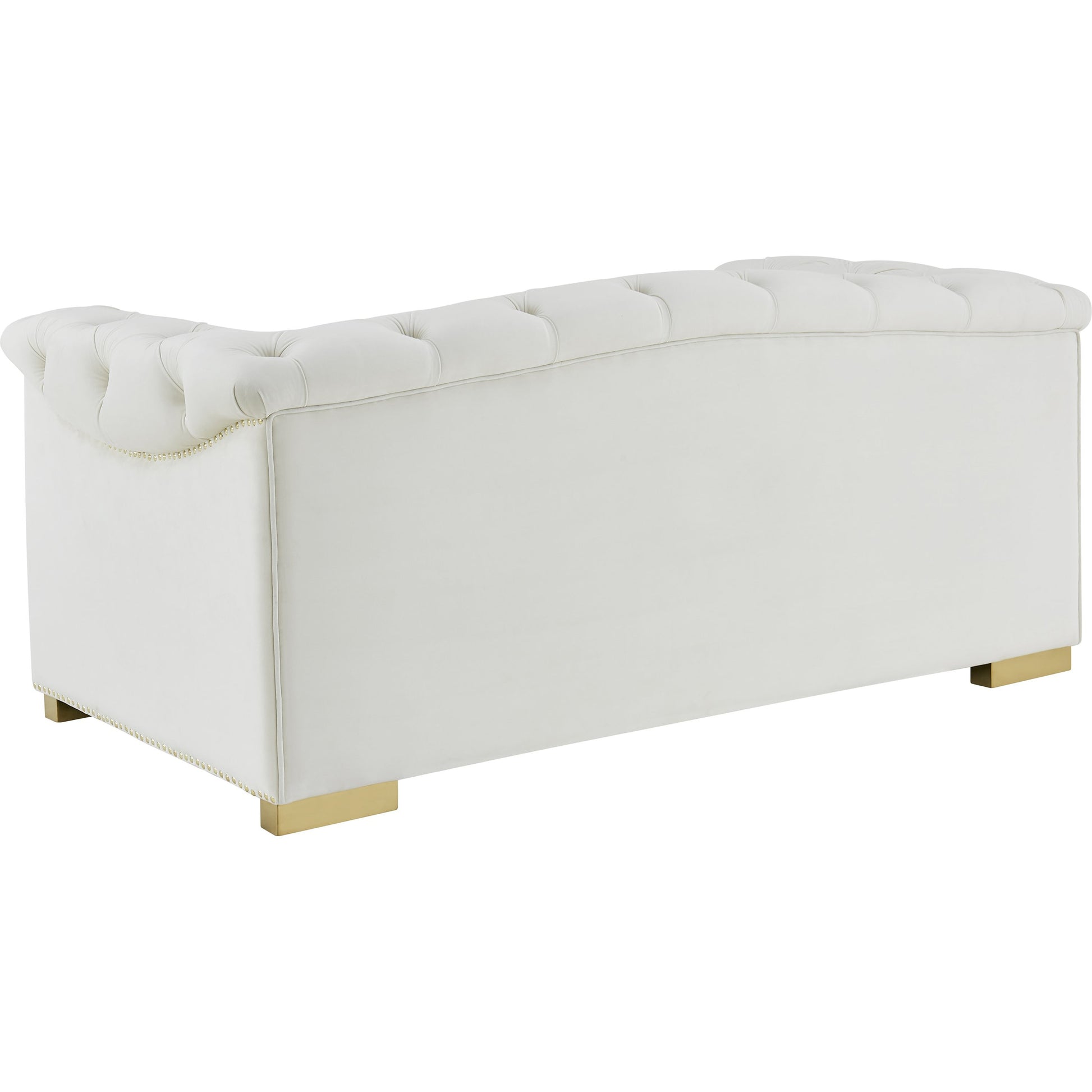 Farah Velvet Loveseat by TOV Furniture in cream. Made from velvet in a transitional style.