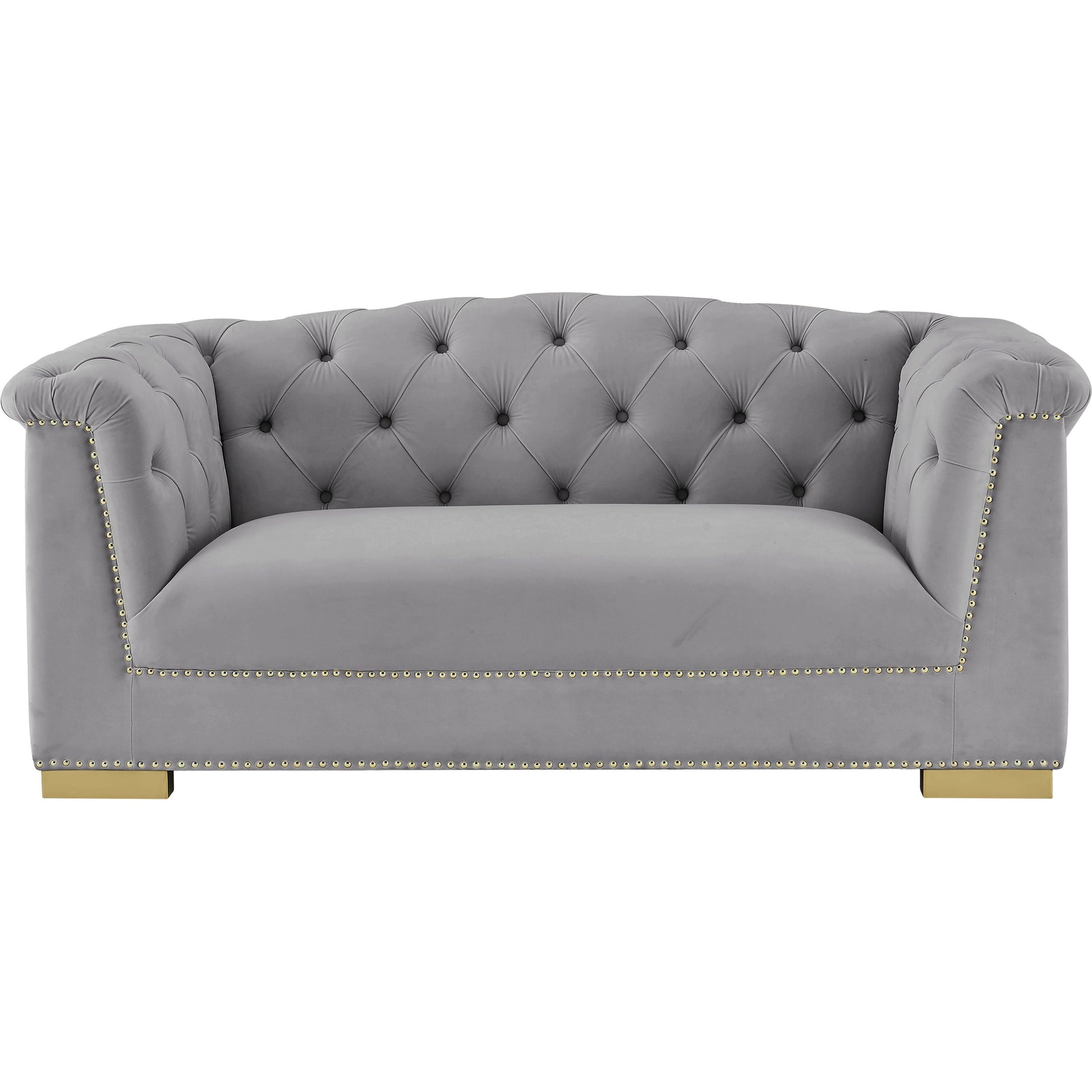 Farah Velvet Loveseat by TOV Furniture in cream. Made from velvet in a transitional style.