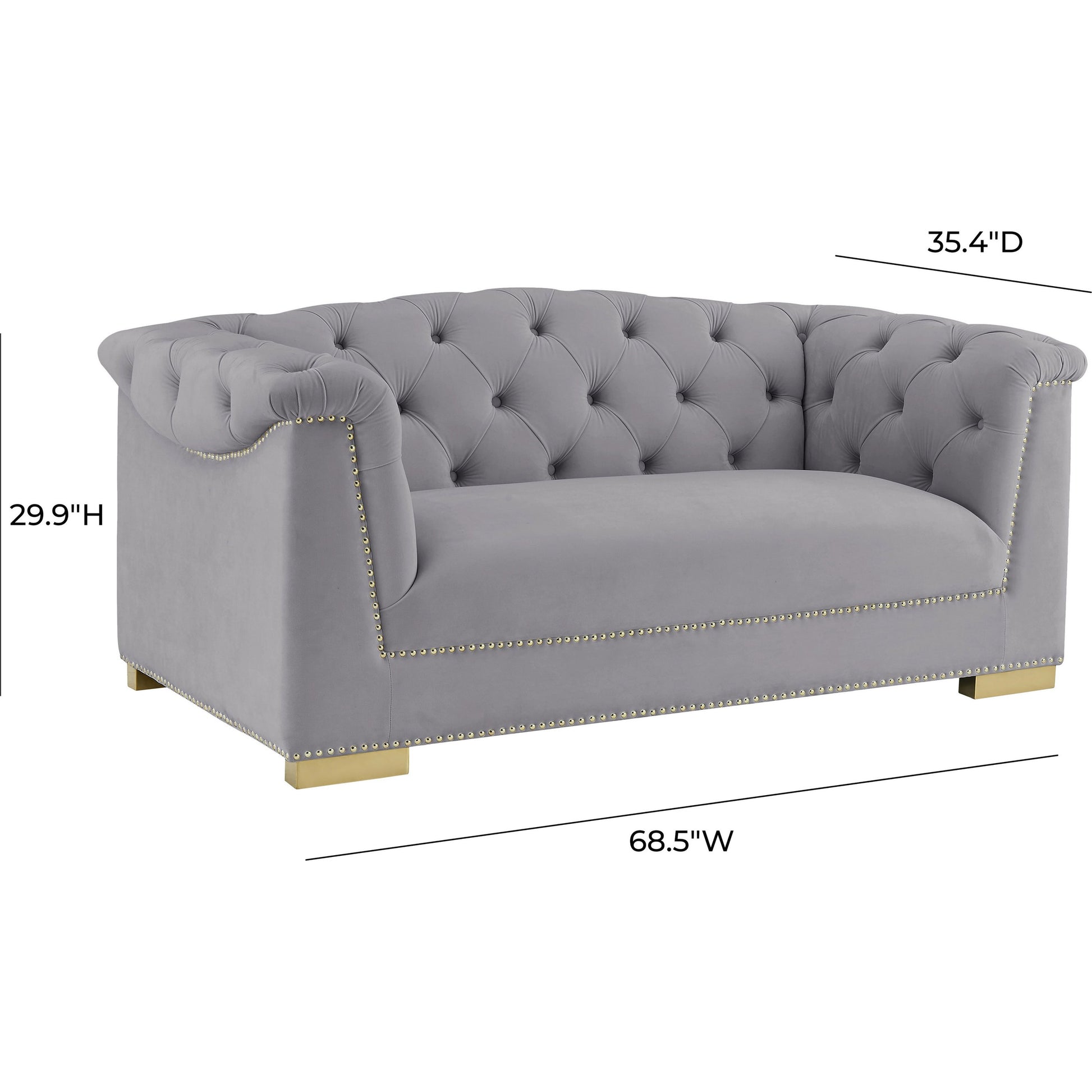Farah Velvet Loveseat by TOV Furniture in cream. Made from velvet in a transitional style.