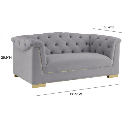 Farah Velvet Loveseat by TOV Furniture in cream. Made from velvet in a transitional style.