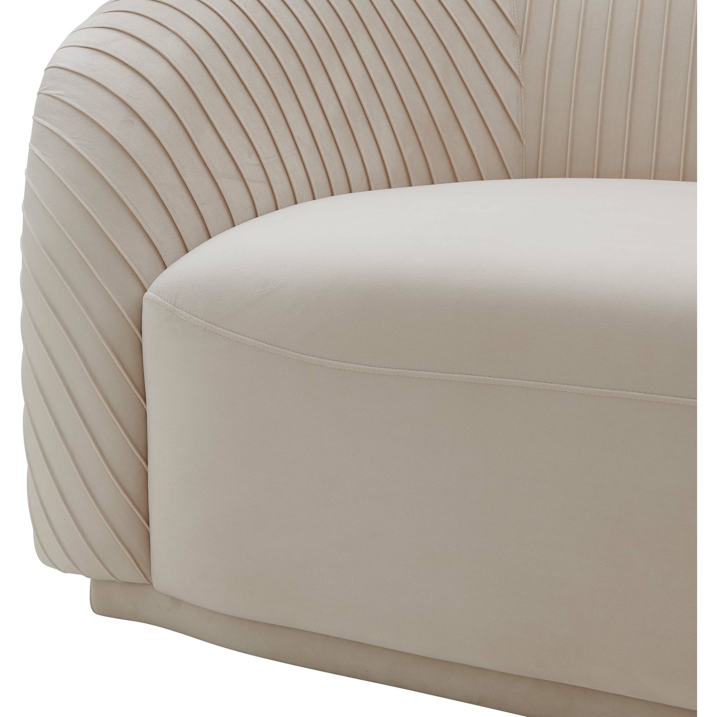 009 SR-833923 | Closeup | Yara Pleated Velvet Sofa by TOV Furniture. Made from velvet in a modern style.