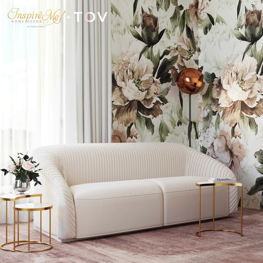 Yara Pleated Velvet Sofa by TOV Furniture. Made from velvet in a modern style.