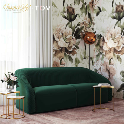 Yara Pleated Velvet Sofa by TOV Furniture. Made from velvet in a modern style.