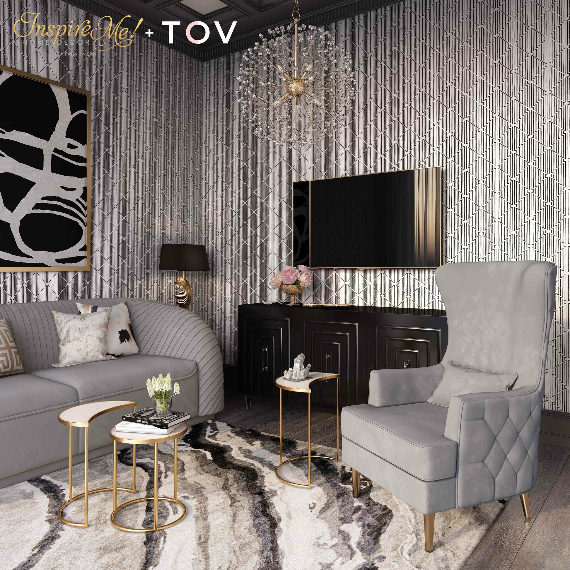 Yara Pleated Velvet Sofa by TOV Furniture. Made from velvet in a modern style.