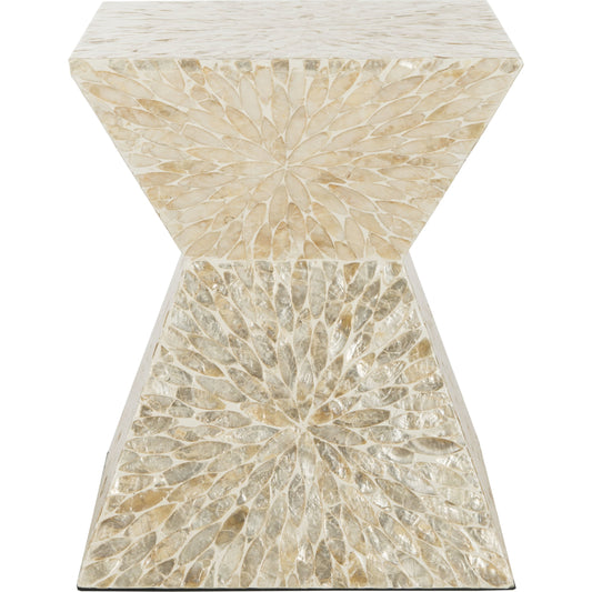 Calypso Sunburst Mosaic Stool by Safavieh in multi, beige. Made from mdf, faux mother of pearl in a eclectic & global style.