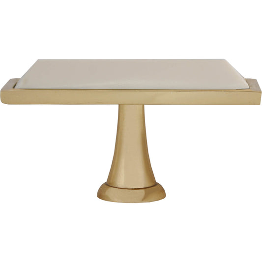 Trent Brass Rectangle Knob by Worlds Away in cream. Made from metal, resin in a transitional style.