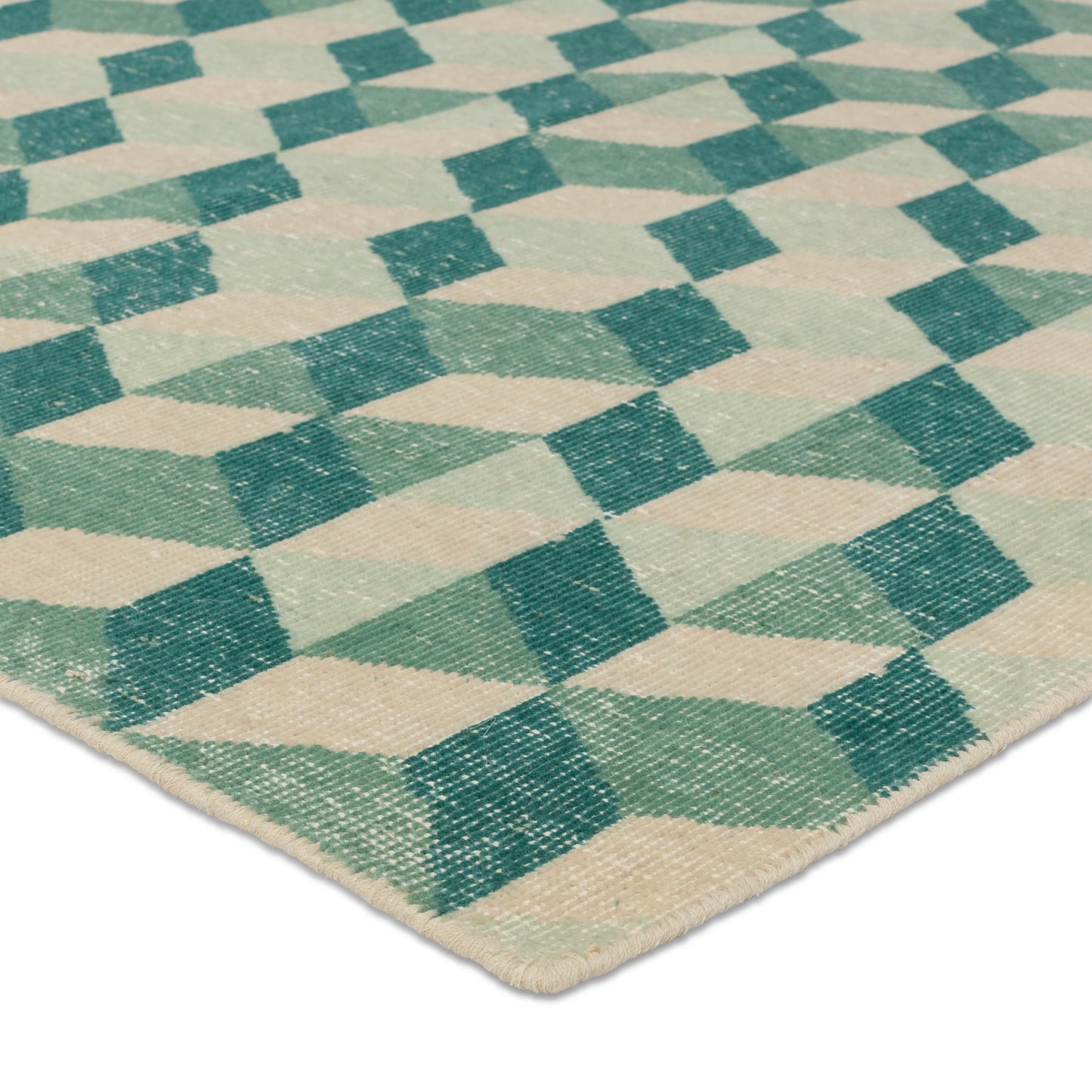 001 SI-1973903,SI-1973904,SI-1973905 | Closeup | Tessera by Verde Home TSS04 Rug by Jaipur Living in green, cream. Made from 100% wool in a unique style.