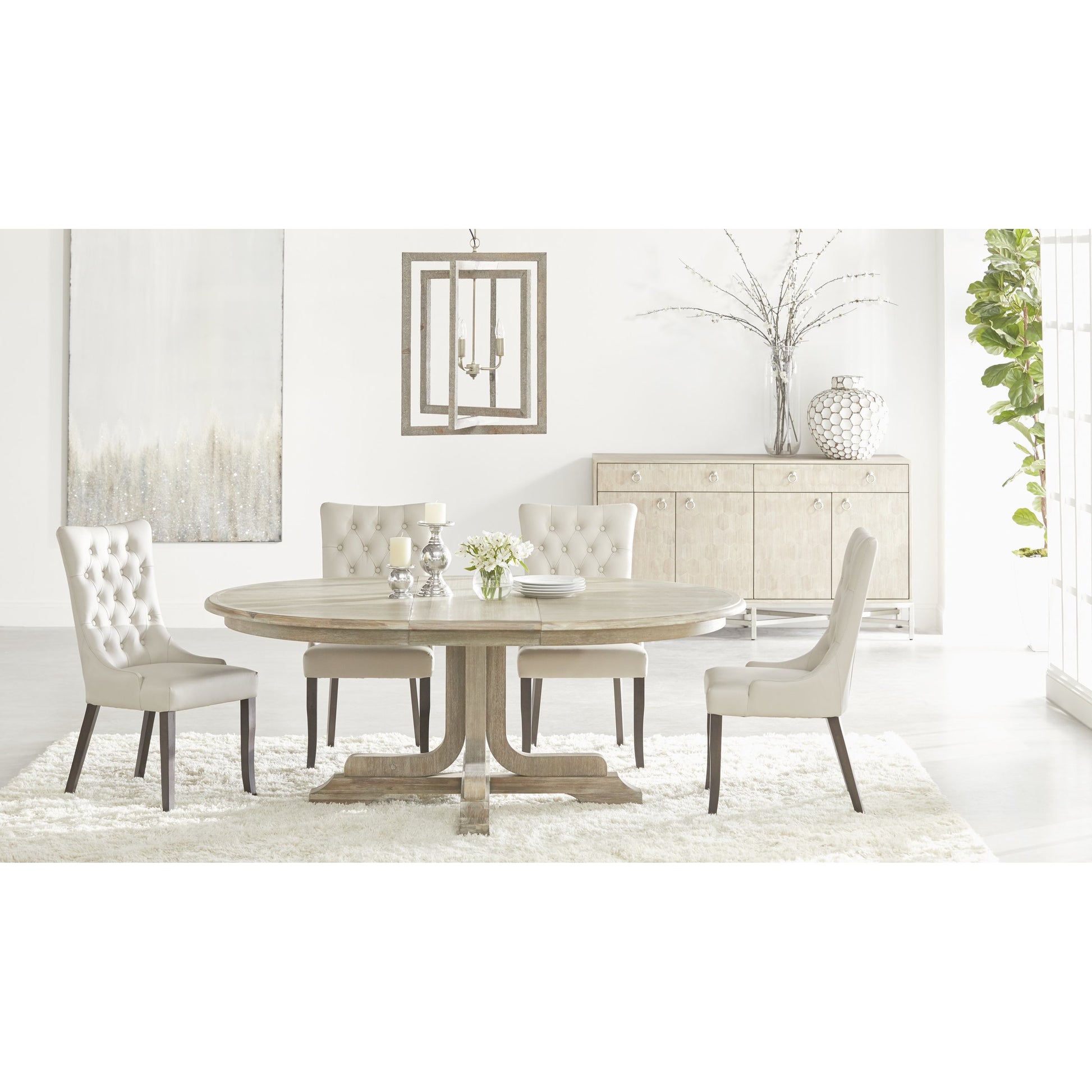 Torrey Dining Table by Essentials For Living in natural gray. Made from solid acacia, acacia veneer in a cottage & farmhouse style.