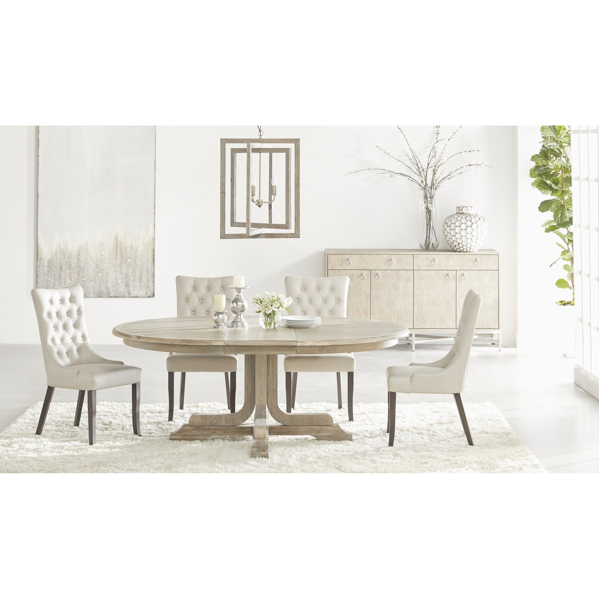 Torrey Dining Table by Essentials For Living in natural gray. Made from solid acacia, acacia veneer in a cottage & farmhouse style.