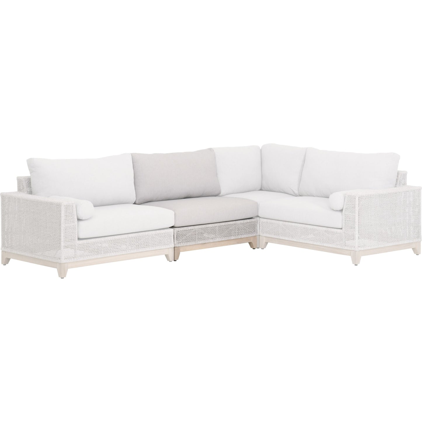 002 SR-837488 | Additional Silo | Tropez Armless Sofa Chair by Essentials For Living in gray, taupe, white, pumice. Made from solid teak, aluminum, rope, 100% olefin in a coastal style.