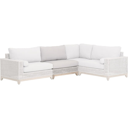 Tropez Armless Sofa Chair by Essentials For Living in gray, taupe, white, pumice. Made from solid teak, aluminum, rope, 100% olefin in a coastal style.