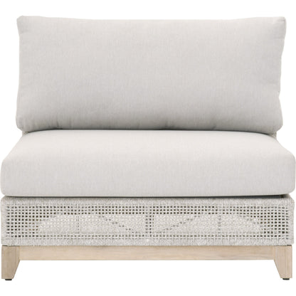 Tropez Armless Sofa Chair by Essentials For Living in gray, taupe, white, pumice. Made from solid teak, aluminum, rope, 100% olefin in a coastal style.
