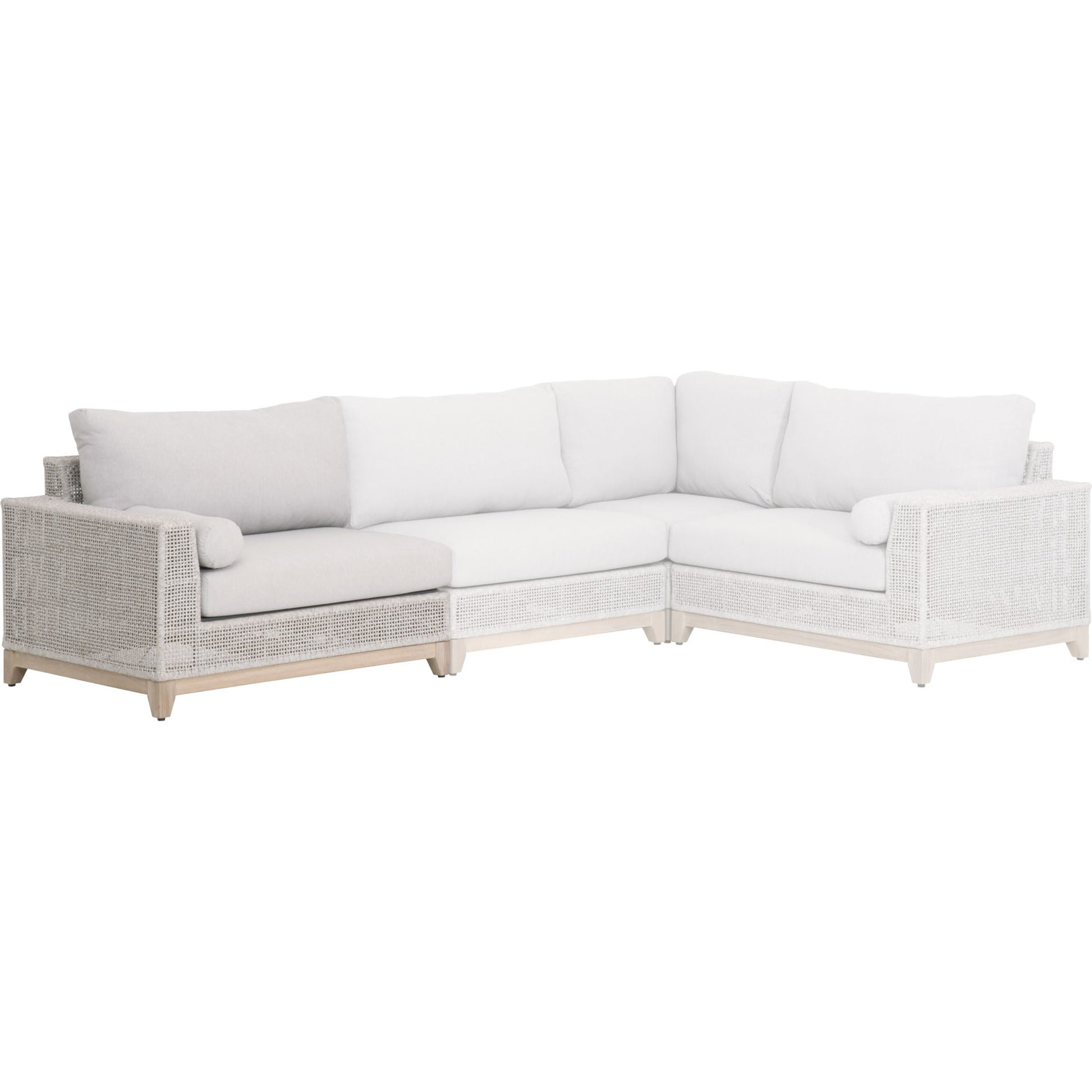 Tropez One Arm Sofa Chair by Essentials For Living in gray, taupe, white, pumice. Made from solid teak, aluminum, rope, 100% olefin in a coastal style.