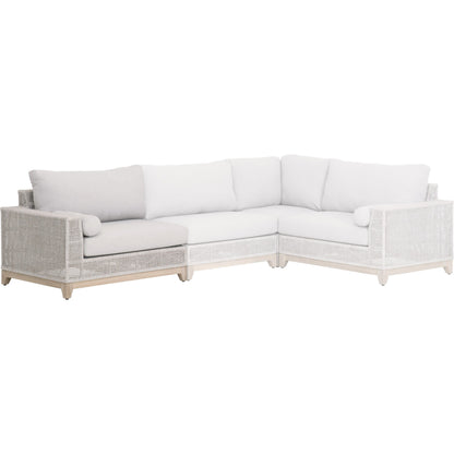 Tropez One Arm Sofa Chair by Essentials For Living in gray, taupe, white, pumice. Made from solid teak, aluminum, rope, 100% olefin in a coastal style.