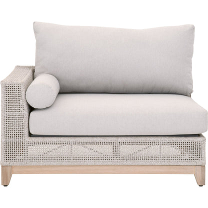 Tropez One Arm Sofa Chair by Essentials For Living in gray, taupe, white, pumice. Made from solid teak, aluminum, rope, 100% olefin in a coastal style.