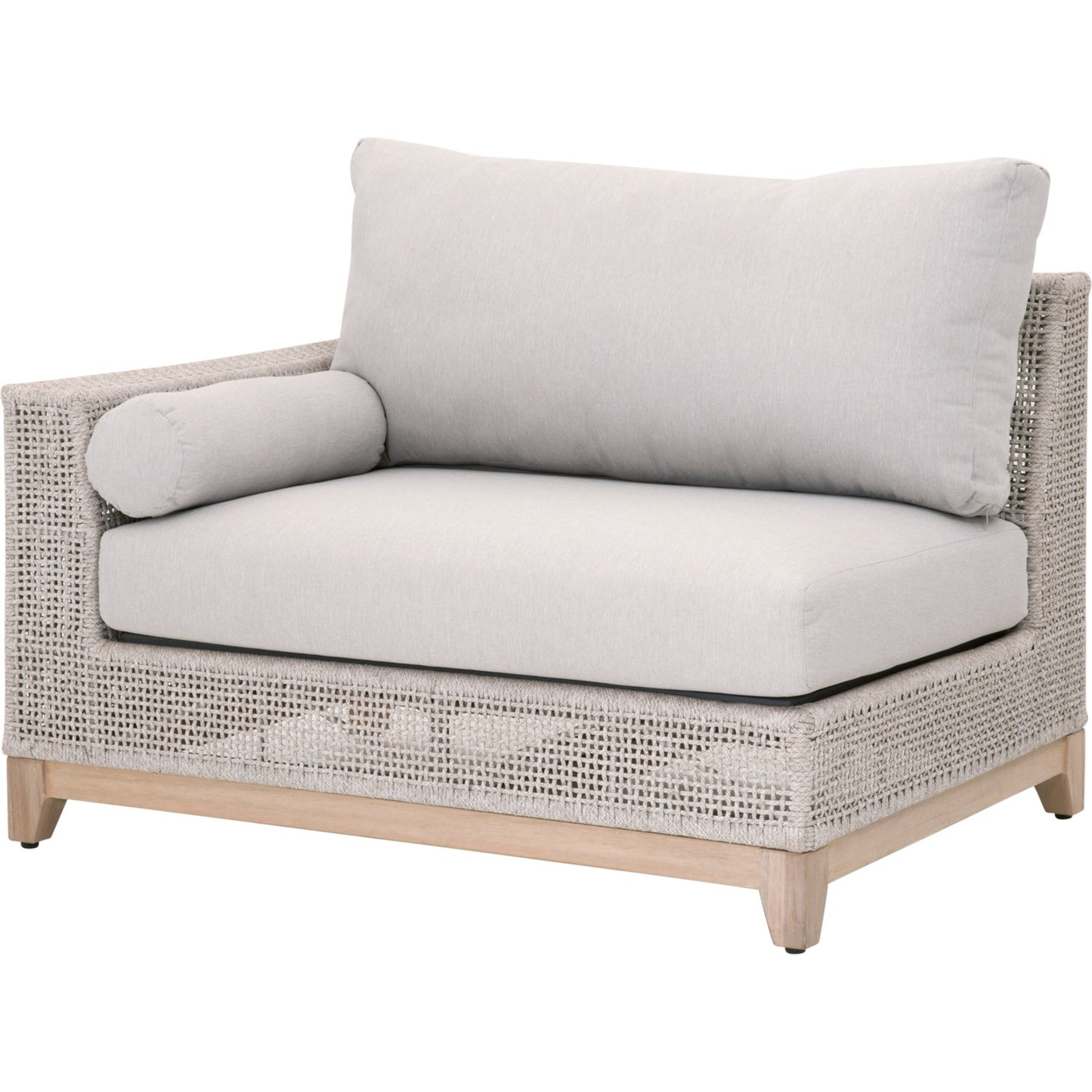 001 SR-837490 | Primary Silo | Tropez One Arm Sofa Chair by Essentials For Living in gray, taupe, white, pumice. Made from solid teak, aluminum, rope, 100% olefin in a coastal style.