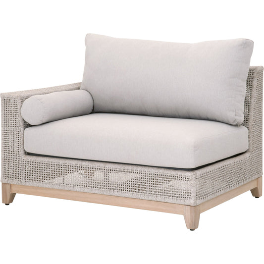 Tropez One Arm Sofa Chair by Essentials For Living in gray, taupe, white, pumice. Made from solid teak, aluminum, rope, 100% olefin in a coastal style.