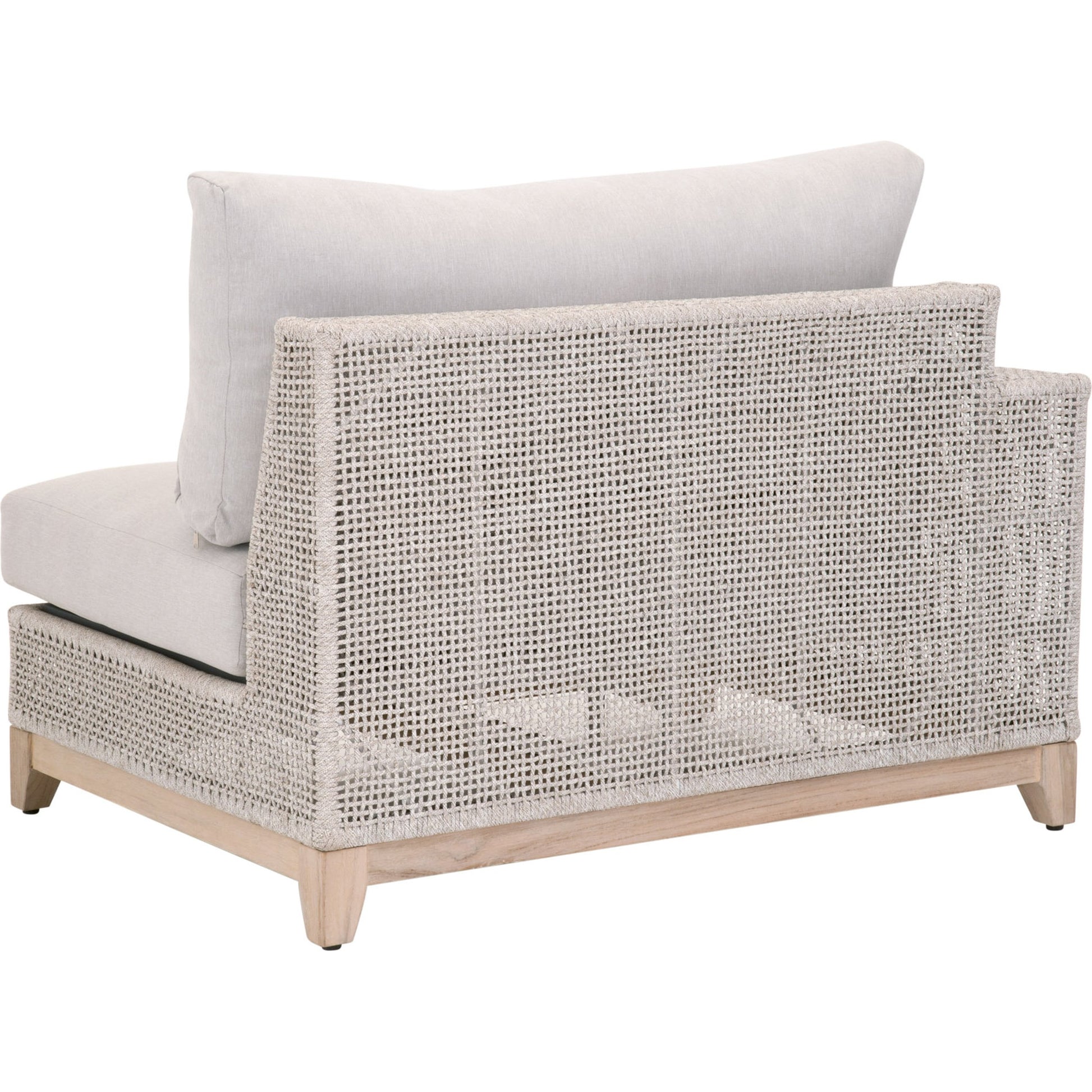 Tropez One Arm Sofa Chair by Essentials For Living in gray, taupe, white, pumice. Made from solid teak, aluminum, rope, 100% olefin in a coastal style.