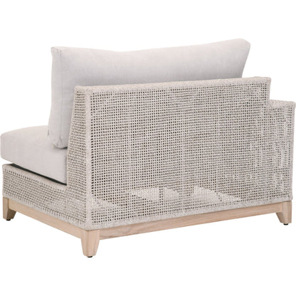 Tropez One Arm Sofa Chair by Essentials For Living in gray, taupe, white, pumice. Made from solid teak, aluminum, rope, 100% olefin in a coastal style.