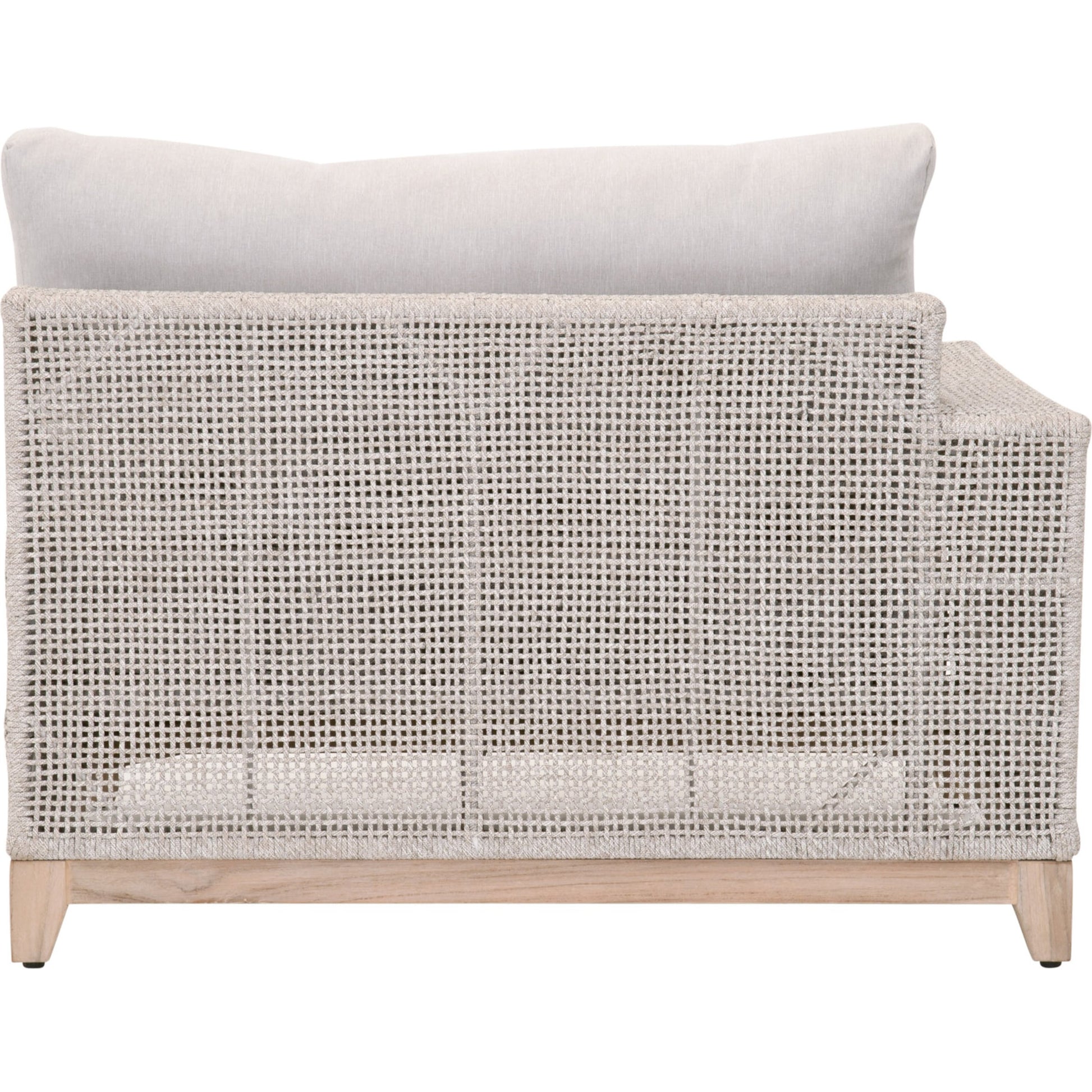 Tropez One Arm Sofa Chair by Essentials For Living in gray, taupe, white, pumice. Made from solid teak, aluminum, rope, 100% olefin in a coastal style.