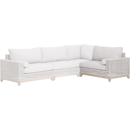Tropez One Arm Sofa Chair by Essentials For Living in gray, taupe, white, pumice. Made from solid teak, aluminum, rope, 100% olefin in a coastal style.