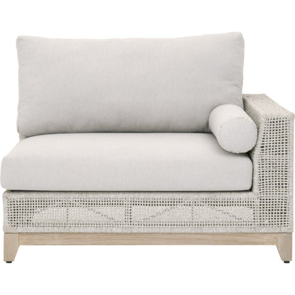Tropez One Arm Sofa Chair by Essentials For Living in gray, taupe, white, pumice. Made from solid teak, aluminum, rope, 100% olefin in a coastal style.