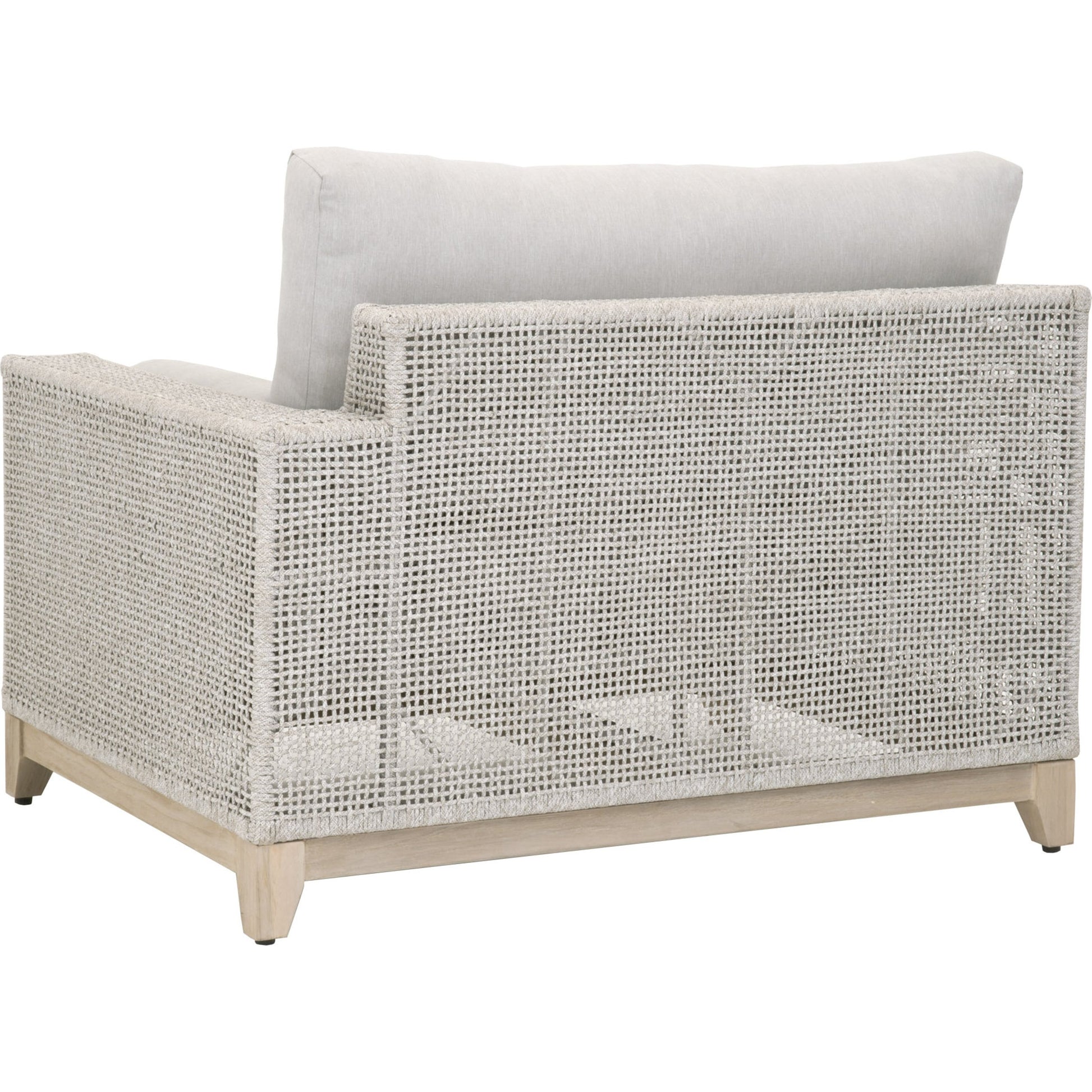 Tropez One Arm Sofa Chair by Essentials For Living in gray, taupe, white, pumice. Made from solid teak, aluminum, rope, 100% olefin in a coastal style.