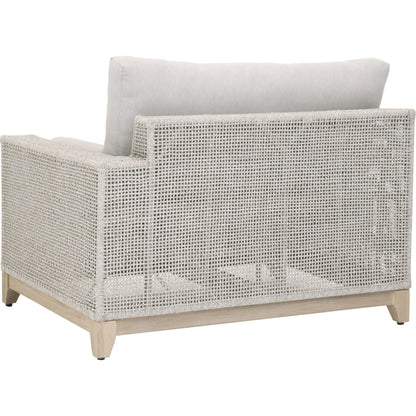 Tropez One Arm Sofa Chair by Essentials For Living in gray, taupe, white, pumice. Made from solid teak, aluminum, rope, 100% olefin in a coastal style.