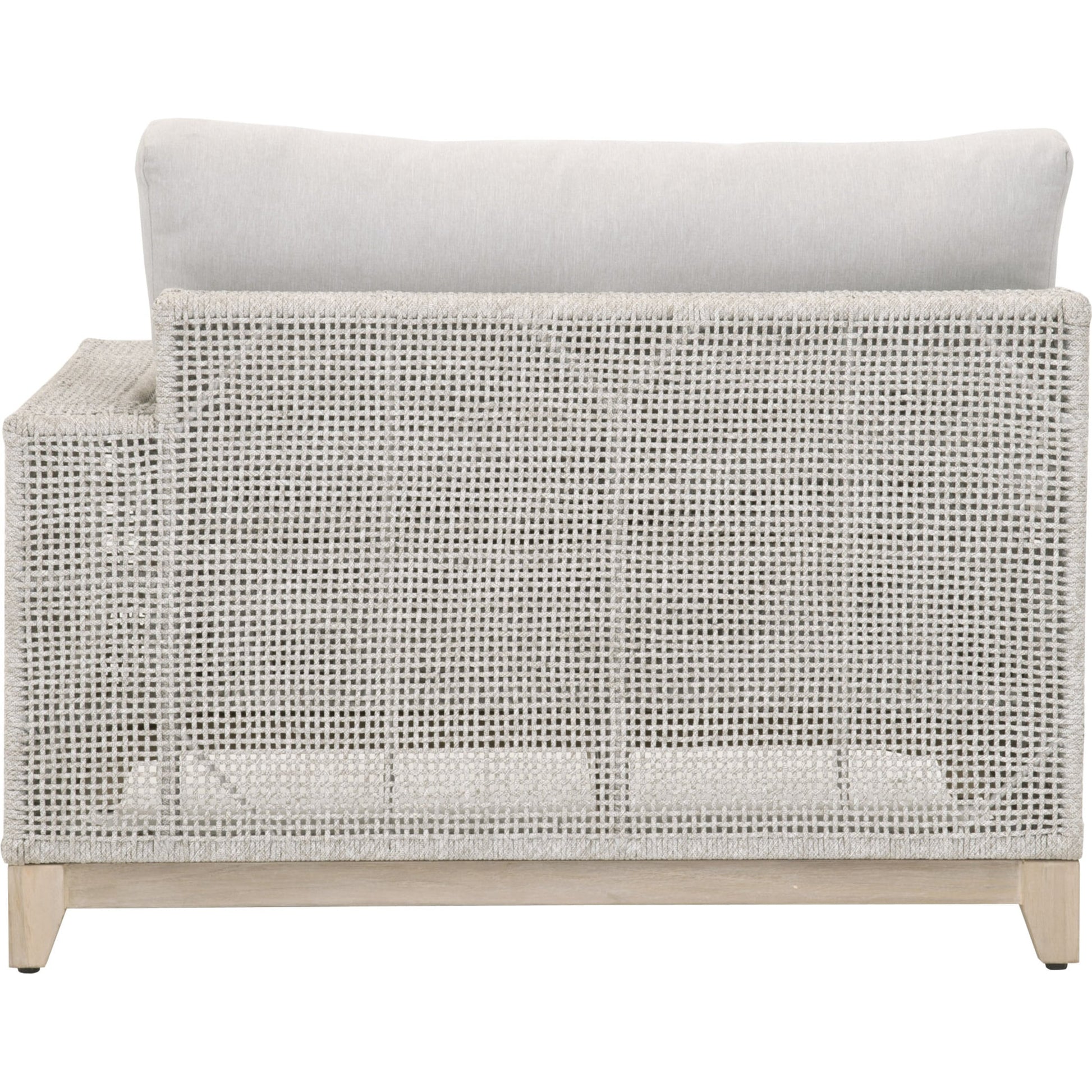 Tropez One Arm Sofa Chair by Essentials For Living in gray, taupe, white, pumice. Made from solid teak, aluminum, rope, 100% olefin in a coastal style.