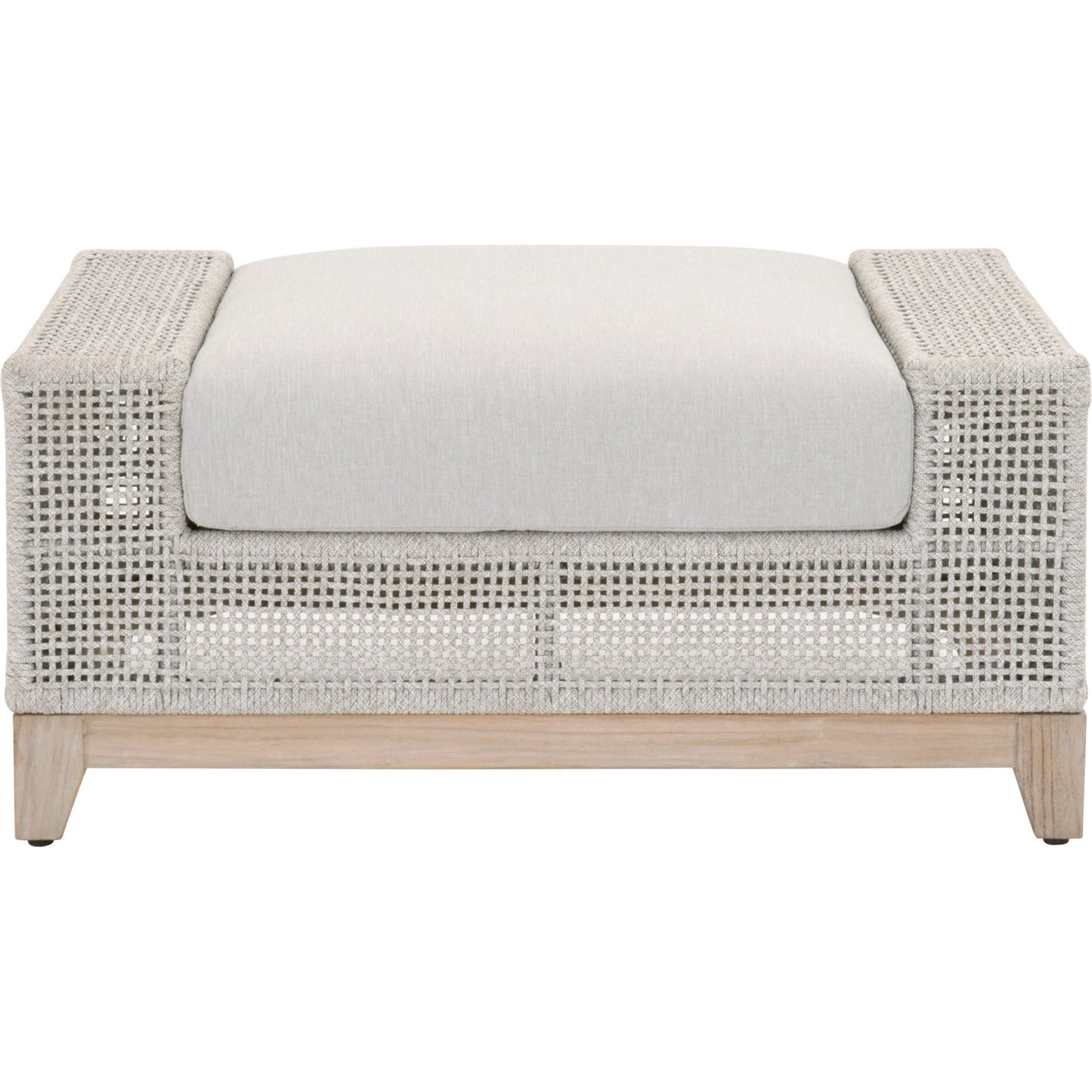 001 SR-837492 | Additional Silo | Indian Ottoman by Essentials For Living in taupe, white flat rope, pumice, gray teak. Made from solid teak wood, aluminum, polyolefin rope, 100% olefin fabric, foam in a coastal style.