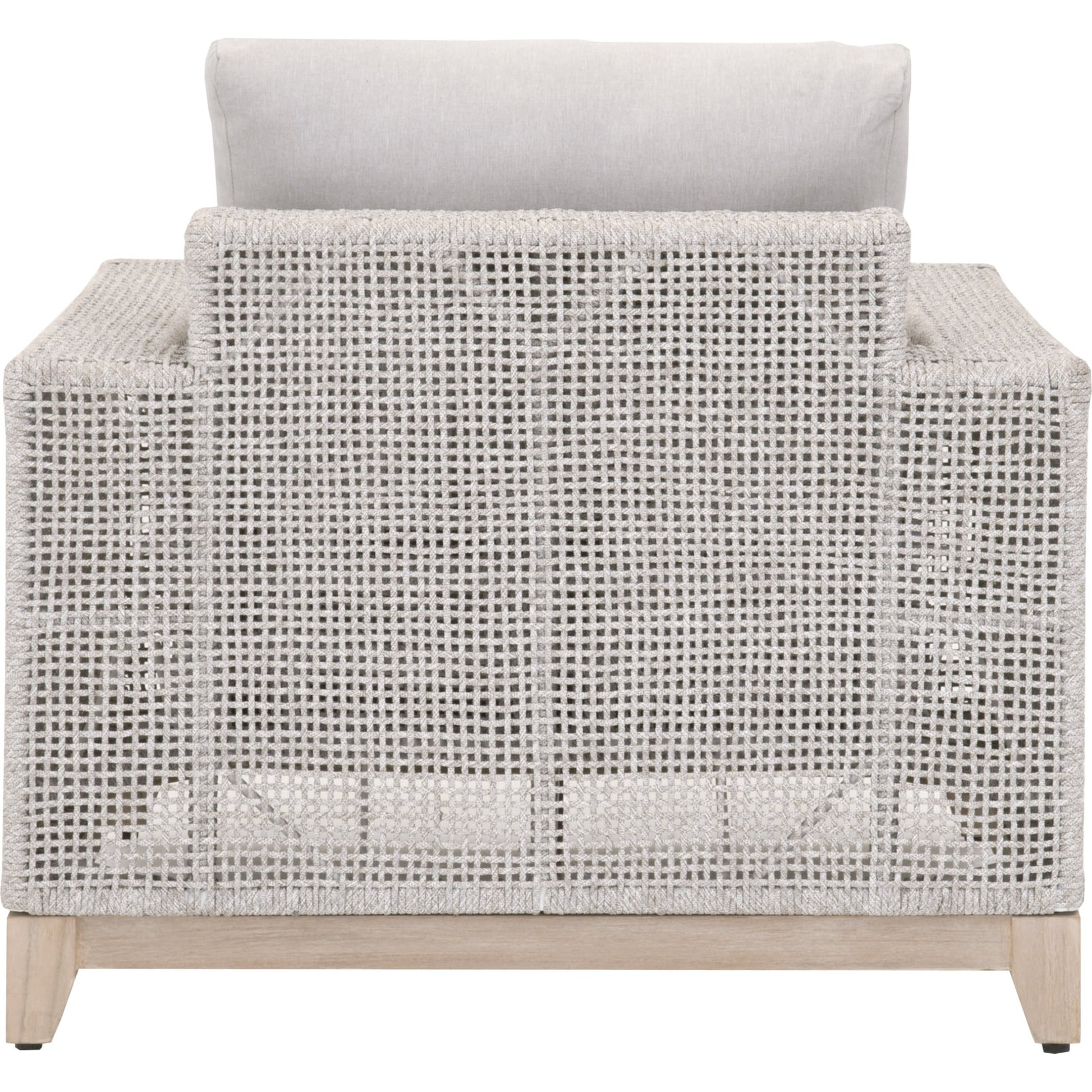 Tropez Sofa Chair by Essentials For Living in gray, taupe, white, pumice. Made from solid teak, aluminum, rope, 100% olefin in a coastal style.