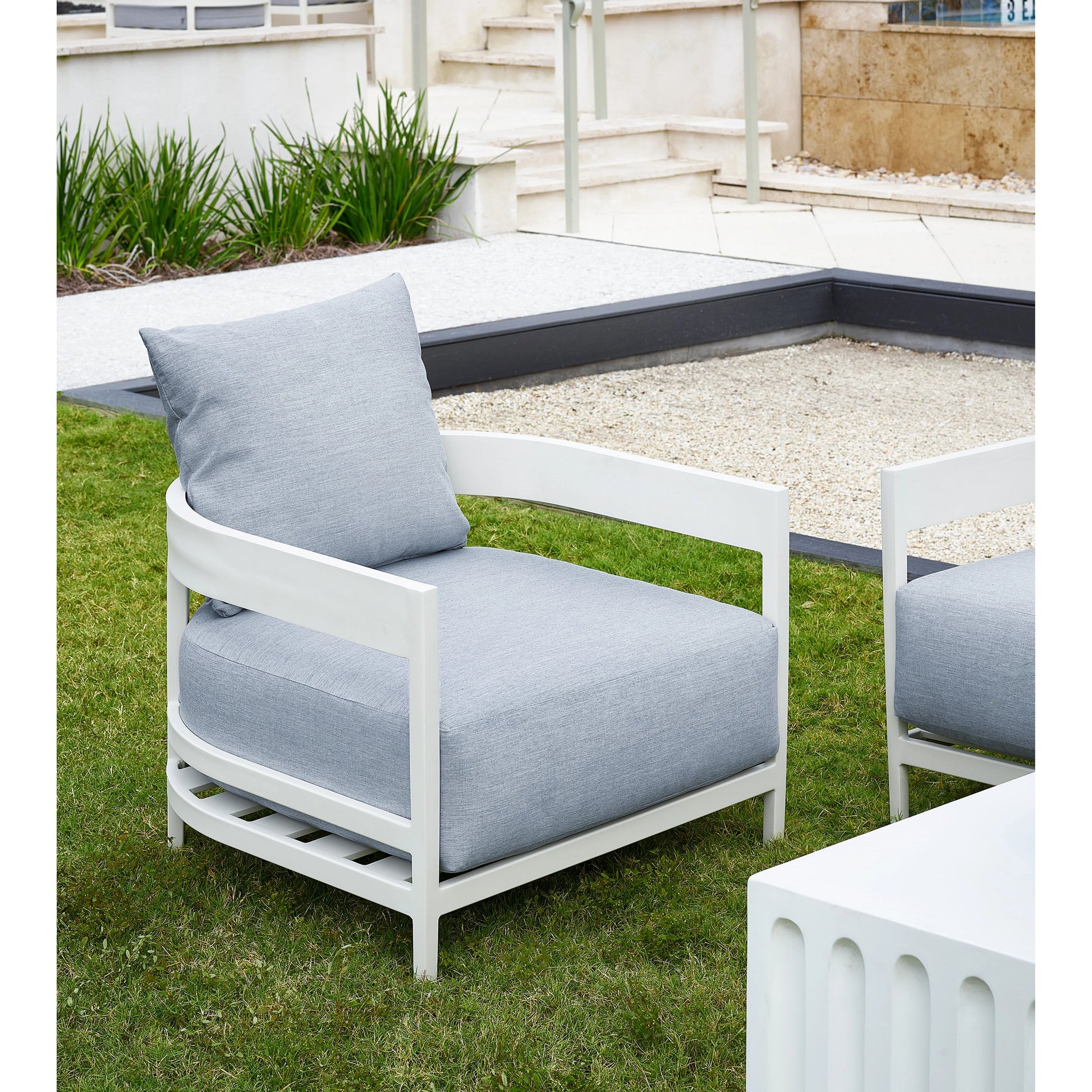 South Beach Lounge Chair by Coastal Living by Universal Furniture in stainless steel and chalk aluminum. Made from unique in a modern style.
