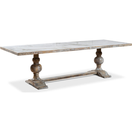 Small Dining Table by Sarreid Ltd. in gray and porcelain calacatta gloss top. Made from poplar, porcelain, marble in a cottage & farmhouse style.