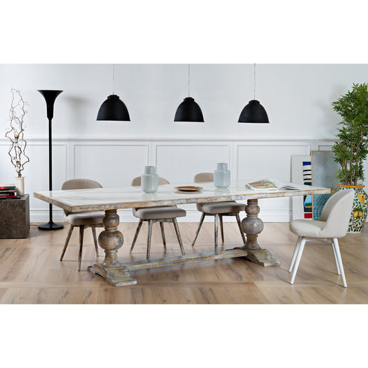 Small Dining Table by Sarreid Ltd. in gray and porcelain calacatta gloss top. Made from poplar, porcelain, marble in a cottage & farmhouse style.