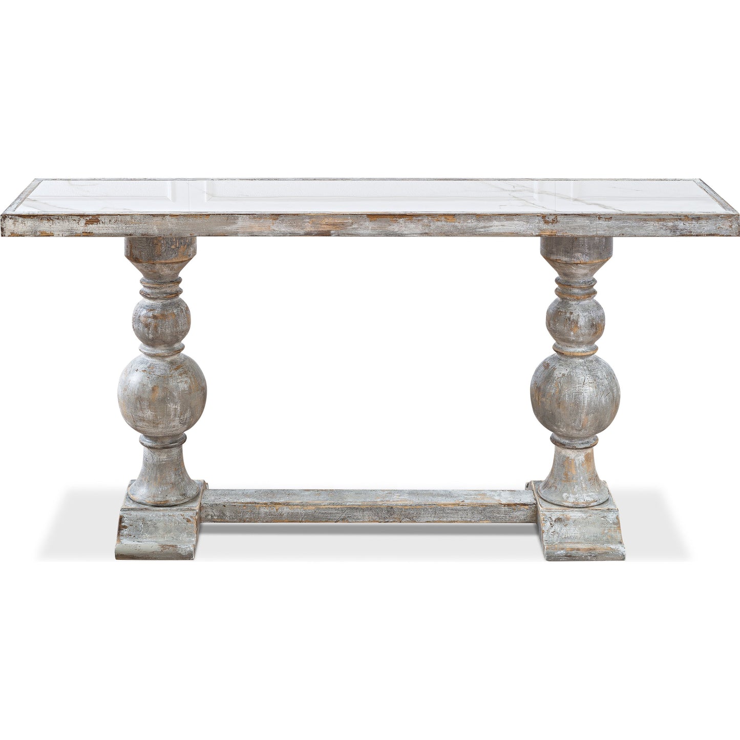 002 SR-857646 | Additional Silo | Double Pedestal Console by Sarreid Ltd. in gray and grey oak calacatta gloss porcelain. Made from wood, porcelain in a cottage & farmhouse style.