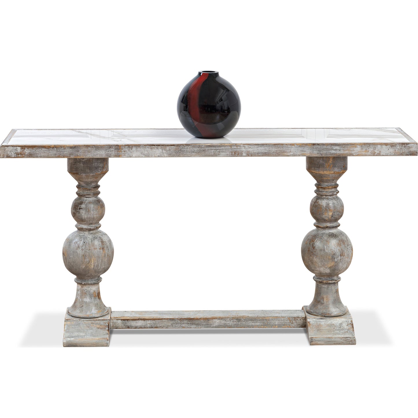 004 SR-857646 | Additional Silo | Double Pedestal Console by Sarreid Ltd. in gray and grey oak calacatta gloss porcelain. Made from wood, porcelain in a cottage & farmhouse style.