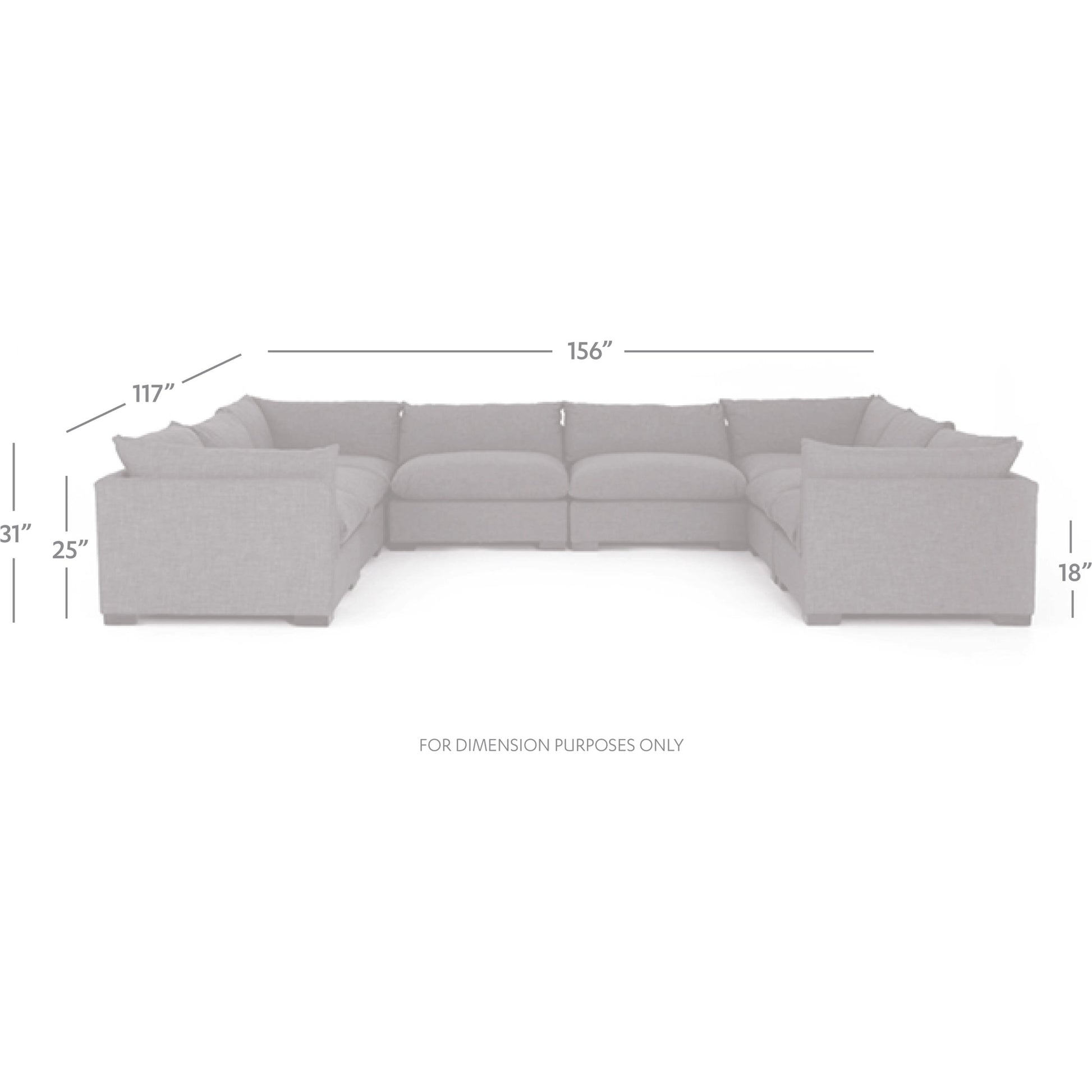 Westwood 8-PC Sectional by Four Hands. Made from 100% polyester, solid banak, solid pine in a modern style.