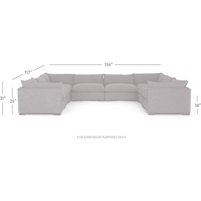 Westwood 8-PC Sectional by Four Hands. Made from 100% polyester, solid banak, solid pine in a modern style.