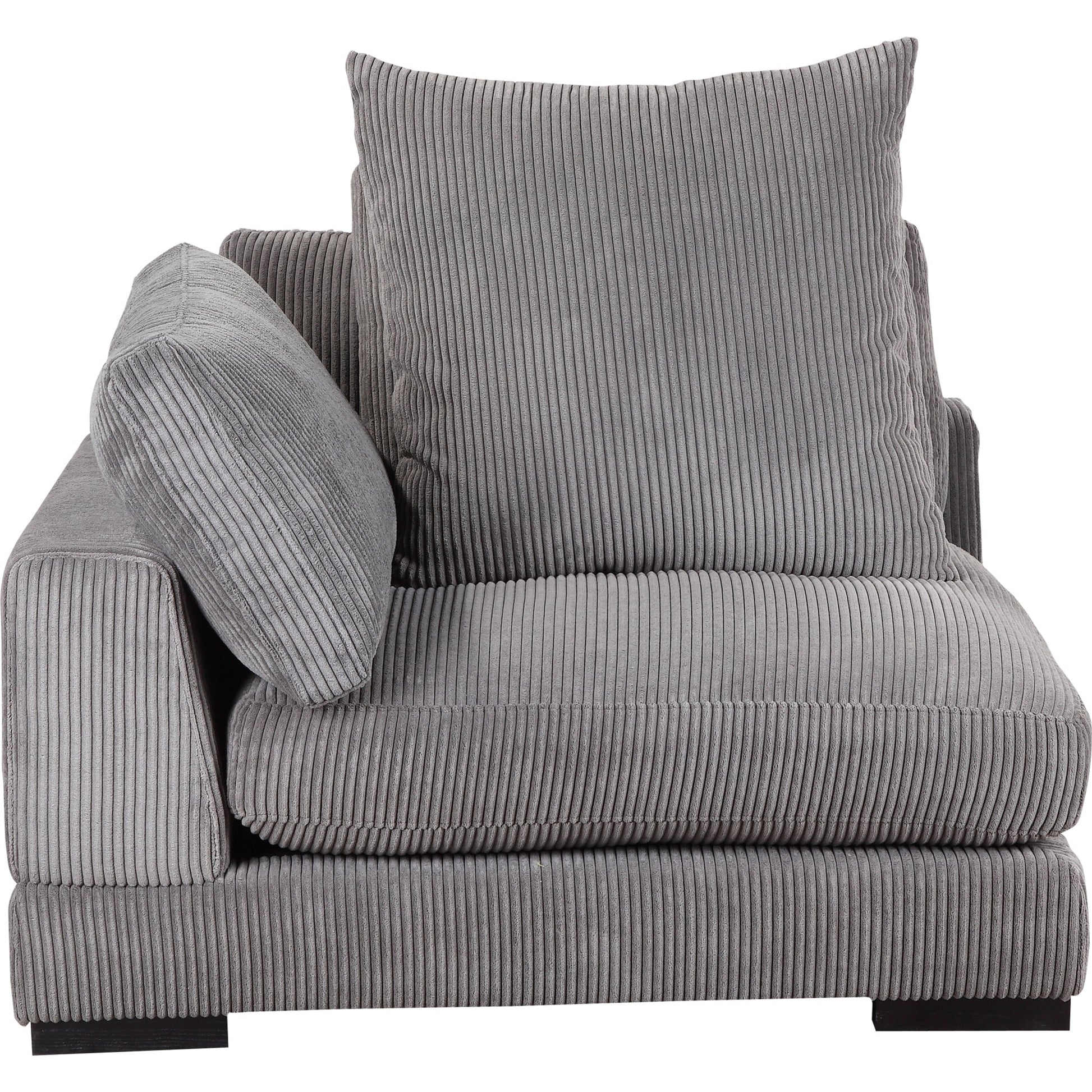 Tumble Corner by Moe's Home Collection in dark gray. Made from upholstery: 100% polyester, solid eucalyptus wood frame, plywood, upholstery foam in a modern style.