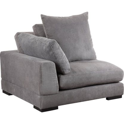 Tumble Corner by Moe's Home Collection in dark gray. Made from upholstery: 100% polyester, solid eucalyptus wood frame, plywood, upholstery foam in a modern style.