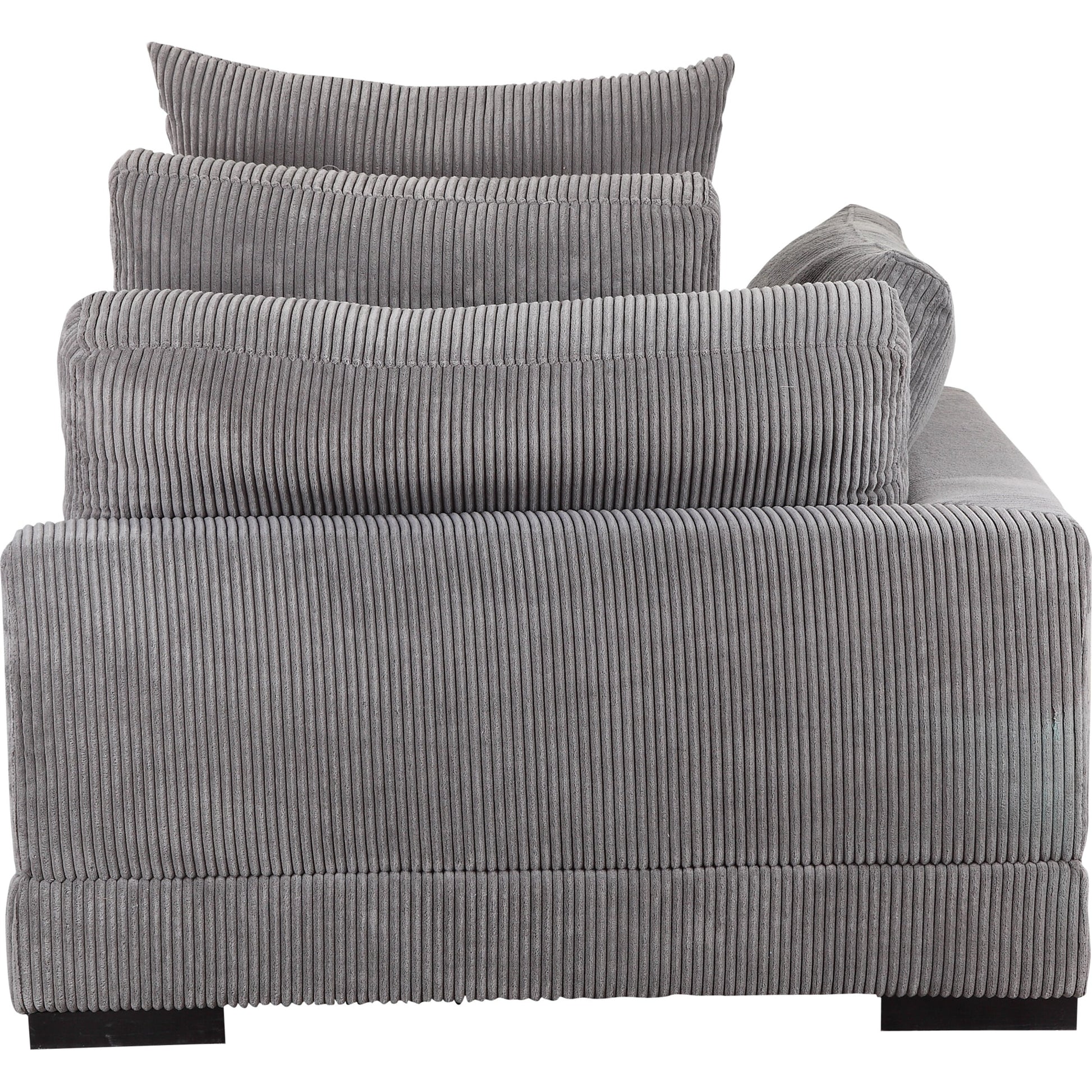 Tumble Corner by Moe's Home Collection in dark gray. Made from upholstery: 100% polyester, solid eucalyptus wood frame, plywood, upholstery foam in a modern style.
